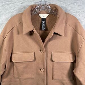 Vuori Restore Shirt Jacket Women Medium Brown Goldenrod French Terry Fabric